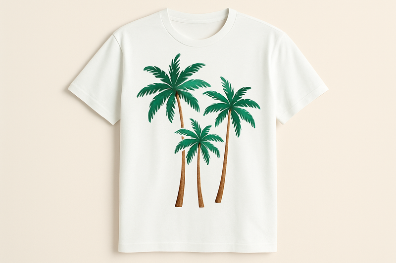 Camiseta manga curta branca com palmeiras